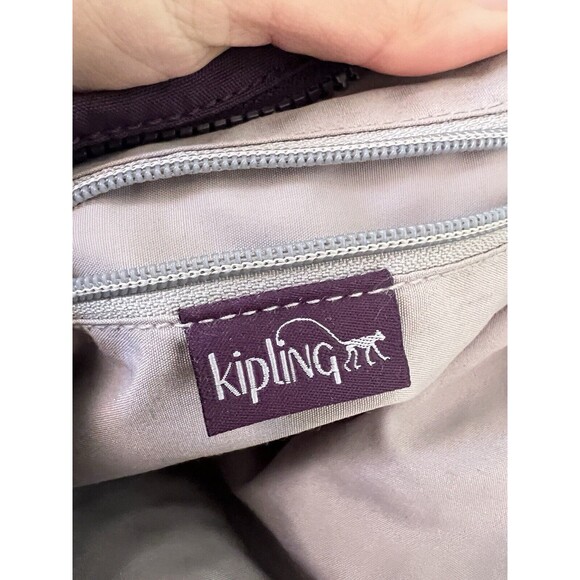 Kipling Keiko Dark Plum Tonal  Nylon Crossbody Bag + Monkey Key Chain Purple - Picture 5 of 10